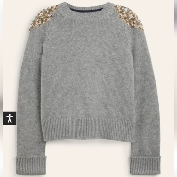 NEW BODEN Embellished Shoulder Gray Sweatshirt XL - Picture 2 of 11